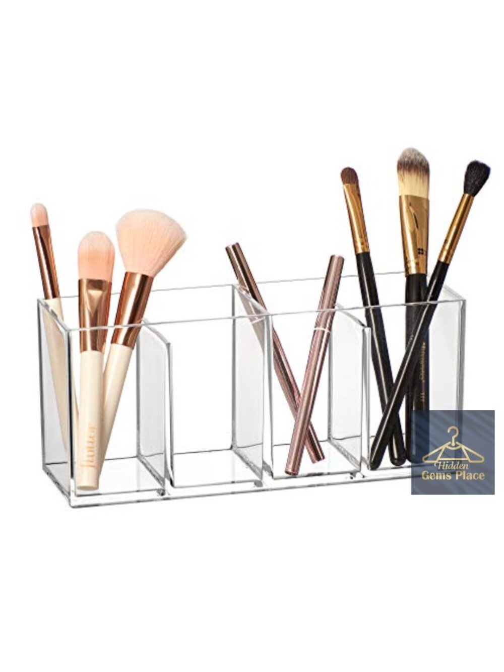 Acrylic 4-Compartment Makeup Organizer for Vanity Storage Brushes, Eyebrow